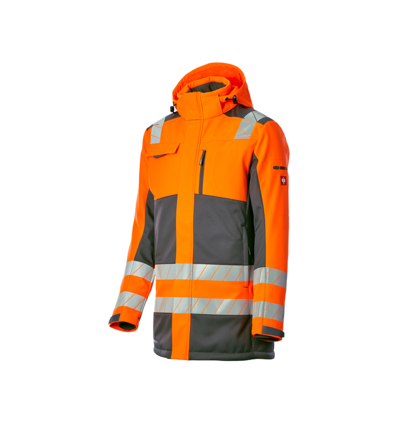 Arbeitsjacken: Warnschutz Winter Softshellparka e.s.motion 24/7 + anthrazit/warnorange