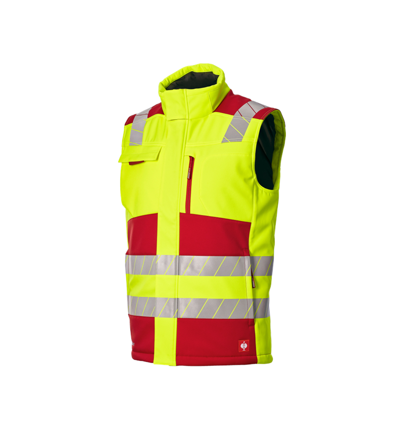 Westen: Warnschutz Winter Softshellweste e.s.motion 24/7 + rot/warngelb