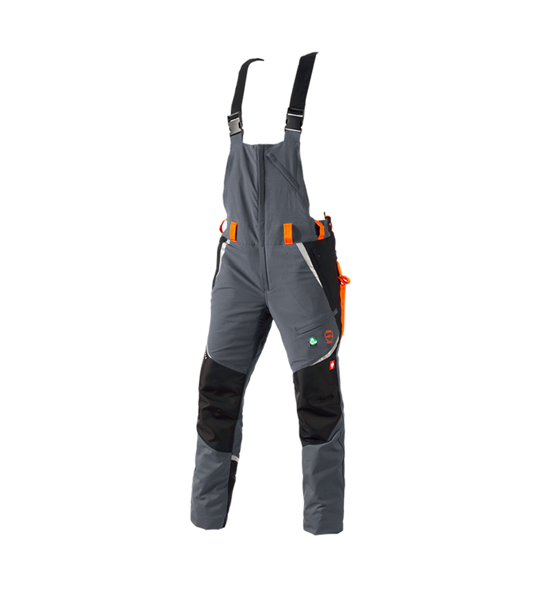 Hosen: e.s. Forst-Schnittschutz Latzhose, KWF + grau/warnorange 2