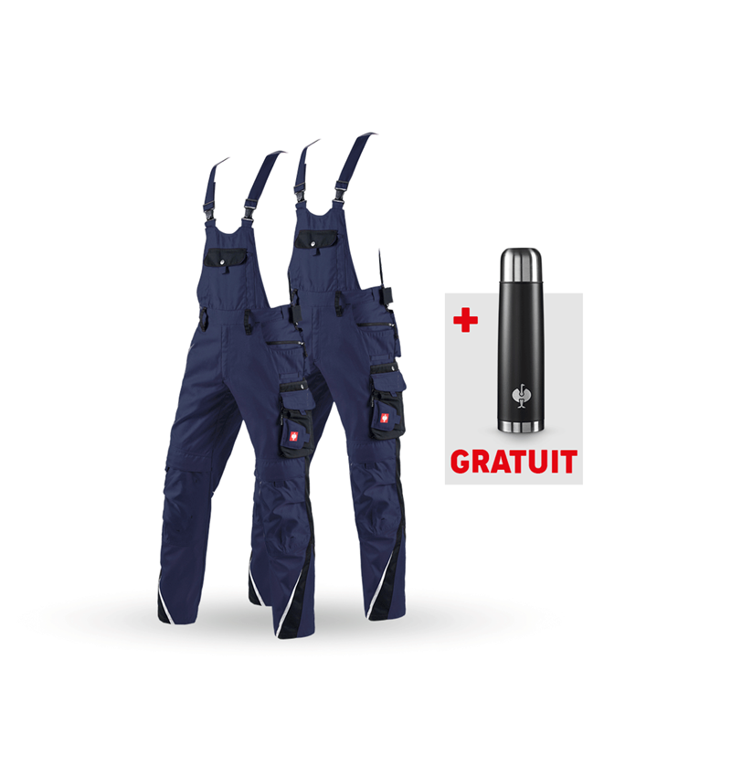 Pantalons de travail: KIT : 2x Salopette e.s.motion + bleu foncé/noir