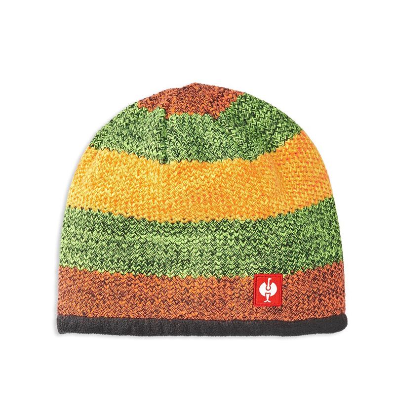 Thèmes: Bonnet tricoté e.s.motion 2020 + noir/jaune fluo/orange fluo