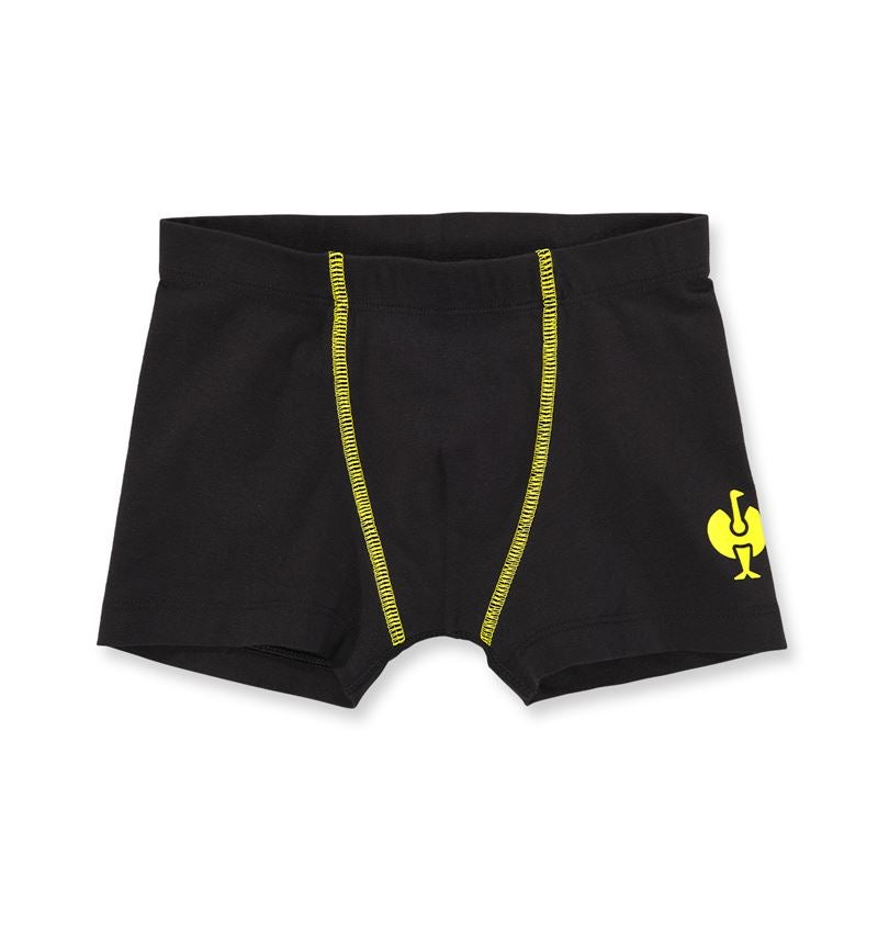 Sous-vêtements: e.s. Boxer en coton élastique, lot de 2, enfants + noir/jaune acide