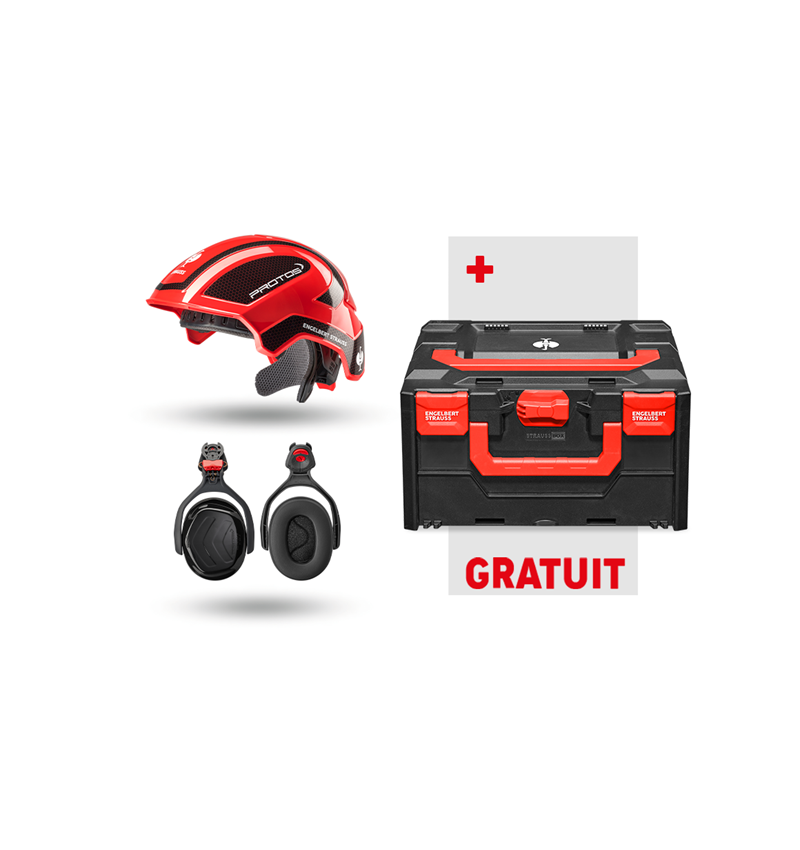 Outils: Kit sécu. travail Protos + GRATUIT STRAUSSbox 215 + rouge/noir