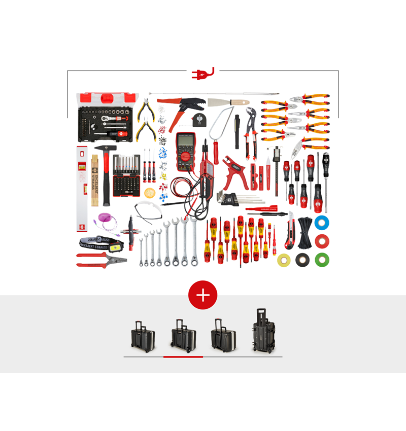 Werkzeugkoffer: Werkzeug-Set Elektro Meister pro + Werkzeugtrolley