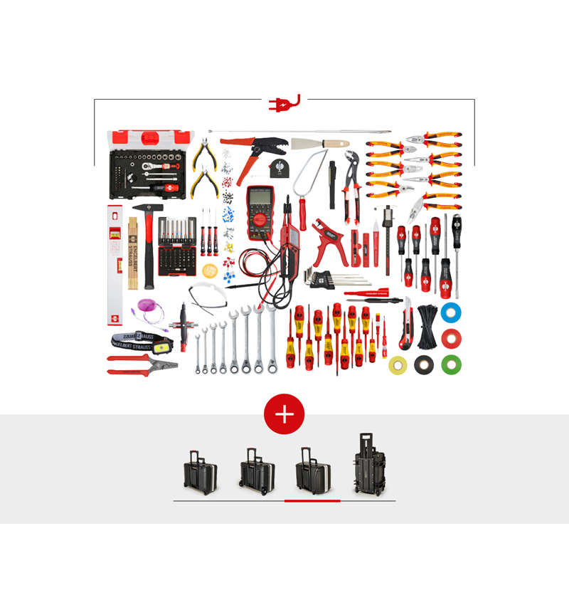 Werkzeugkoffer: Werkzeug-Set Elektro Meister pro + Werkzeugtrolley