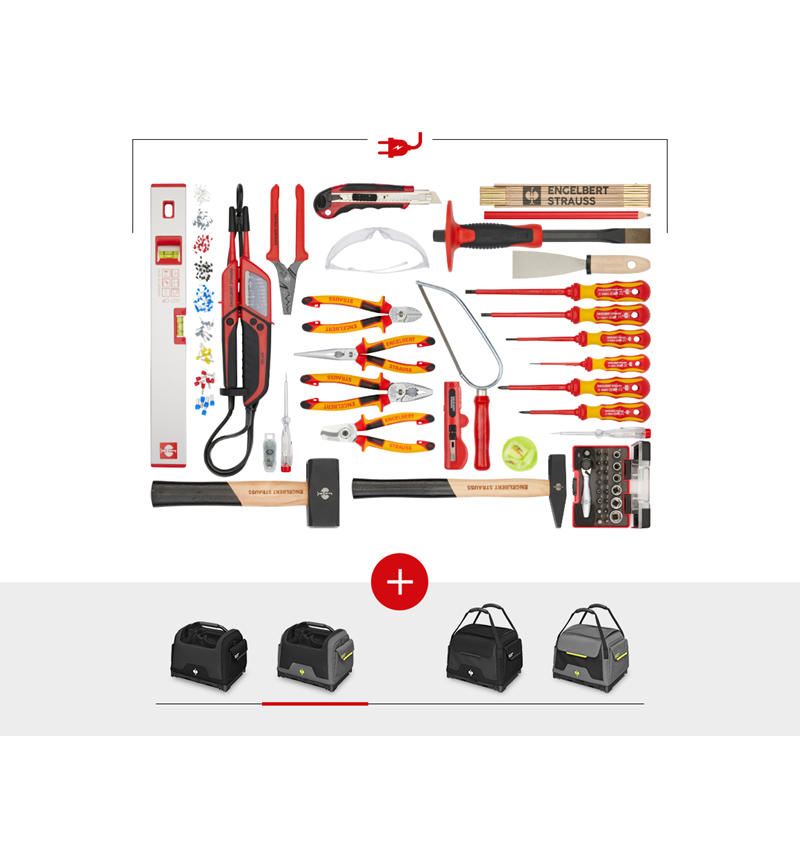STRAUSSbox Systeem: Gereedschapsset Elektro incl. STRAUSSbox zak + bazaltgrijs/zuurgeel