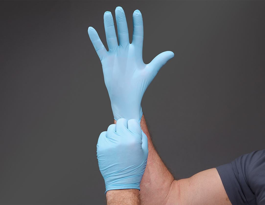 Gecoate: Latex wegwerphandschoenen, poedervrij + blauw