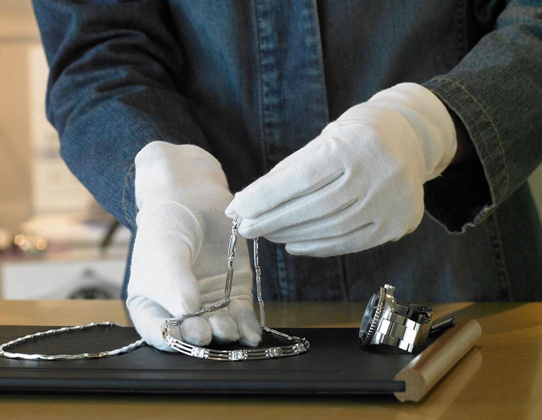 Textil: Trikot-Handschuhe, weiß, 12er Pack + weiß 1