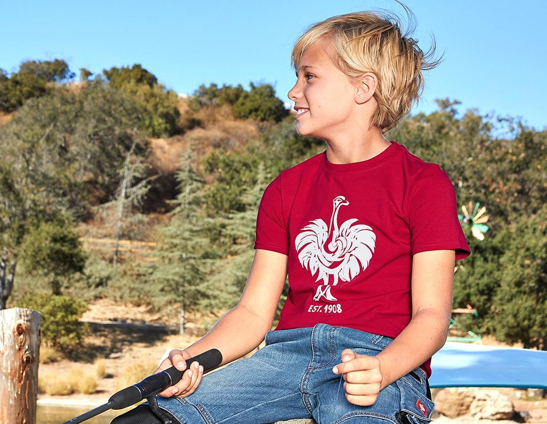 Hauts: e.s. T-Shirt 1908, enfants + rouge vif/blanc 1