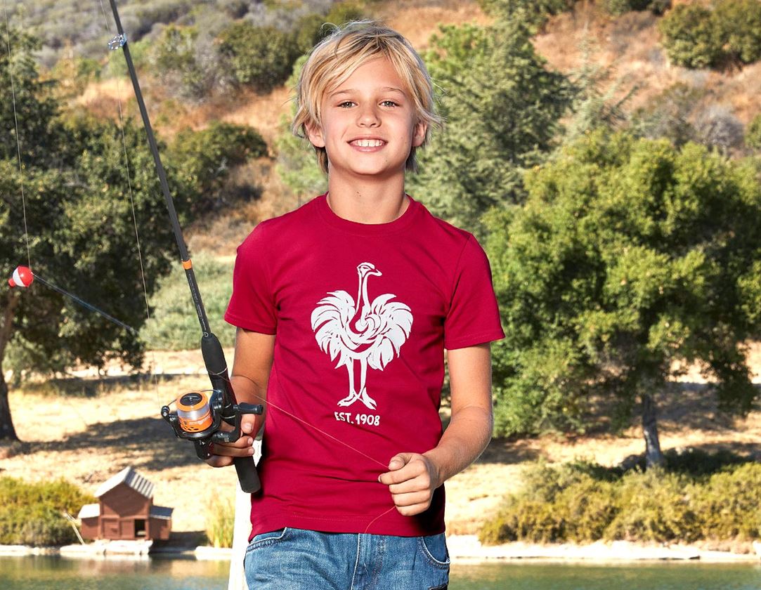 Hauts: e.s. T-Shirt 1908, enfants + rouge vif/blanc
