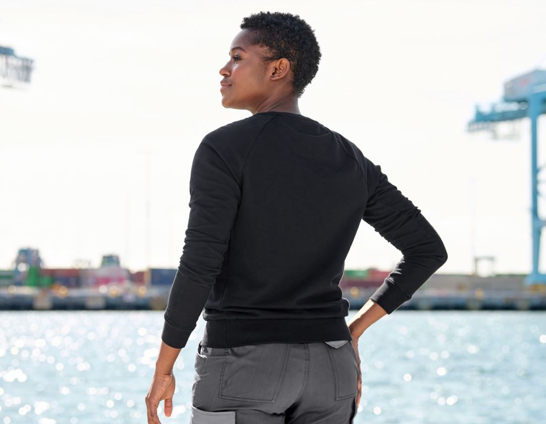 Hauts: e.s. Sweatshirt cotton stretch, femmes + noir 1