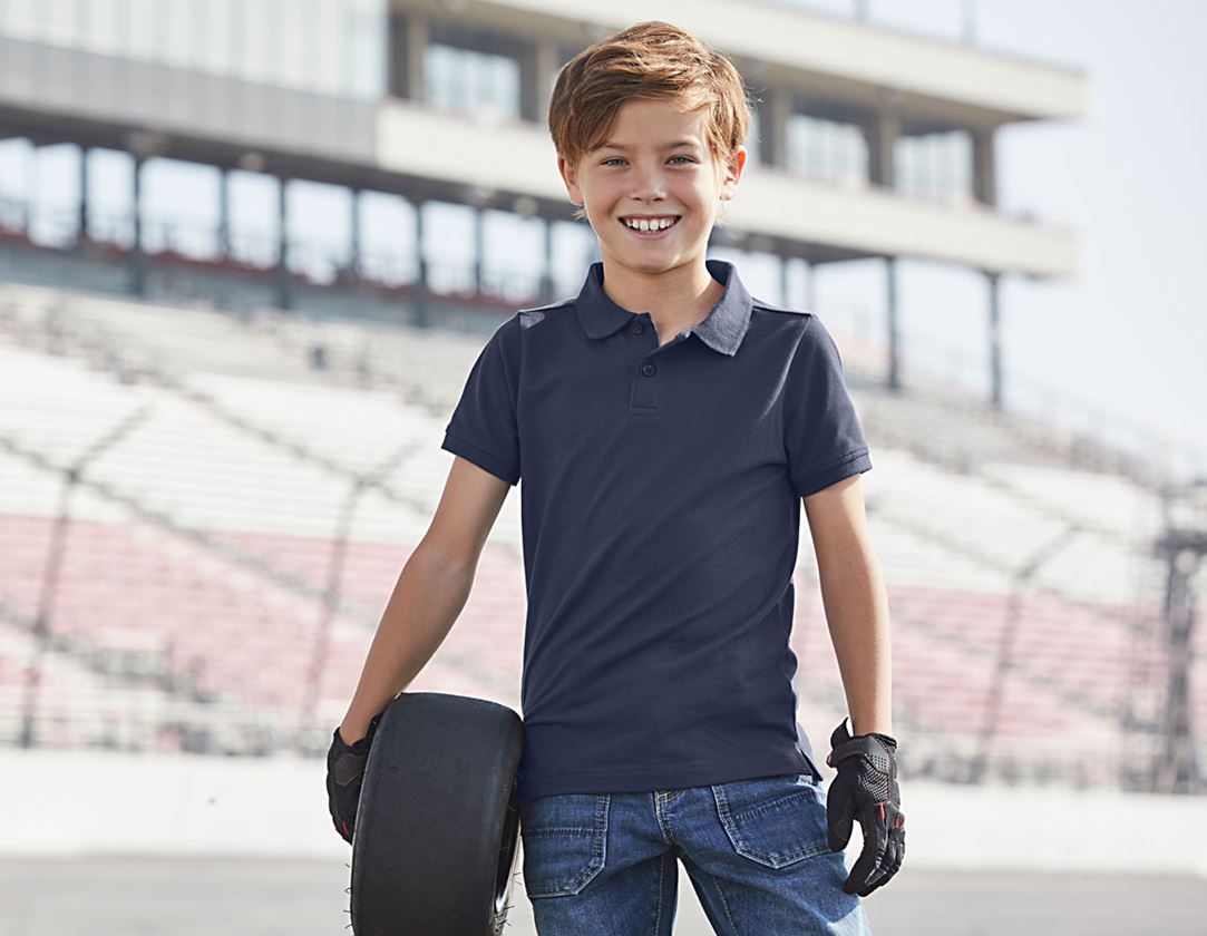 Bovenkleding: e.s. Polo-Shirt cotton stretch, kinderen + donkerblauw