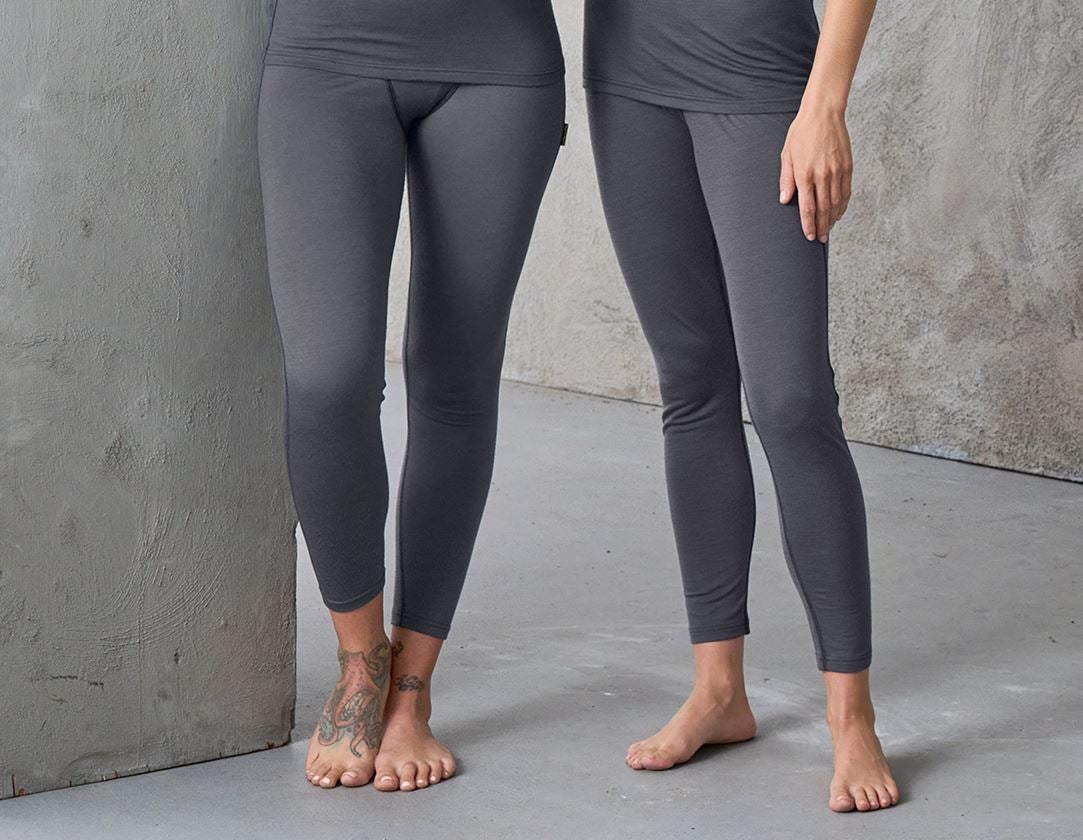 Thermo Ondergoed	: e.s. Long-Pants Merino, dames + cement/grafiet