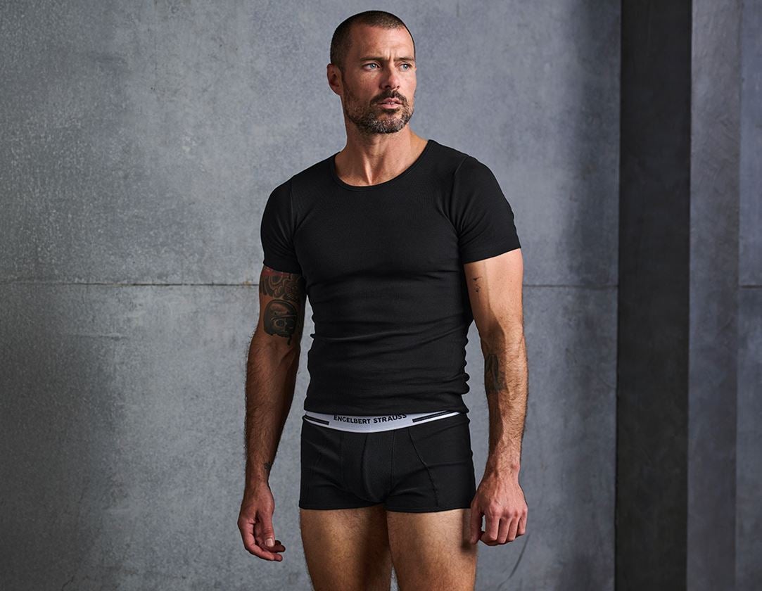 Unterwäsche | Thermokleidung: e.s. cotton rib Pants, 2er Pack + schwarz+titan