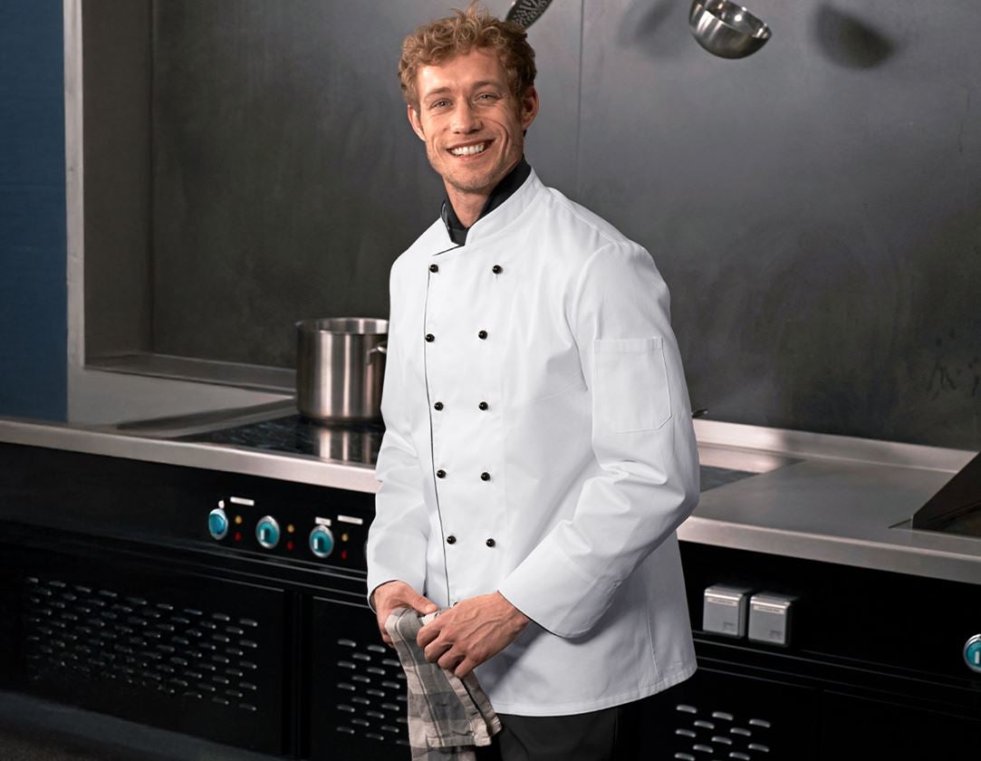 Hauts: Veste de chef Image + blanc/noir 1