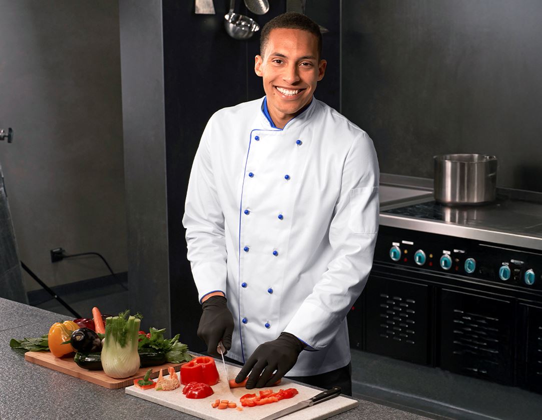 Hauts: Veste de chef Image + blanc/bleu