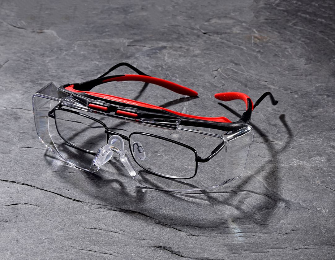 Lunettes de Protection: e.s. Lunettes de protection / Surlunettes Loras + clair/rouge/noir