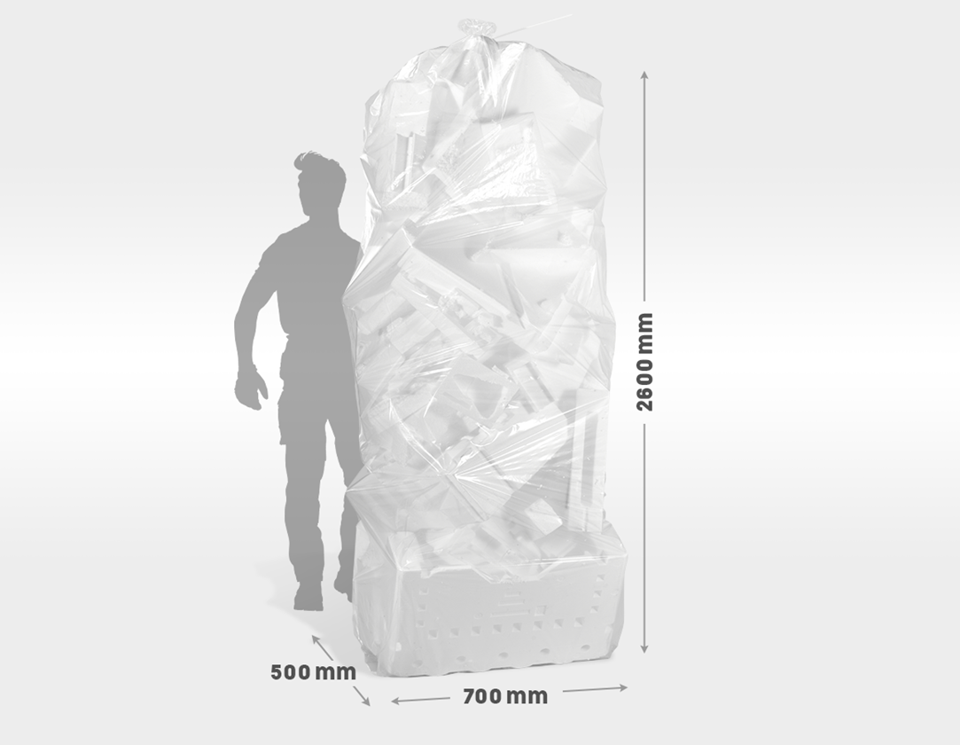 Sacs poubelles | Elimination des déchets: 10x Sacs d'évacuation en polystyrène, 1000l, 60 mμ