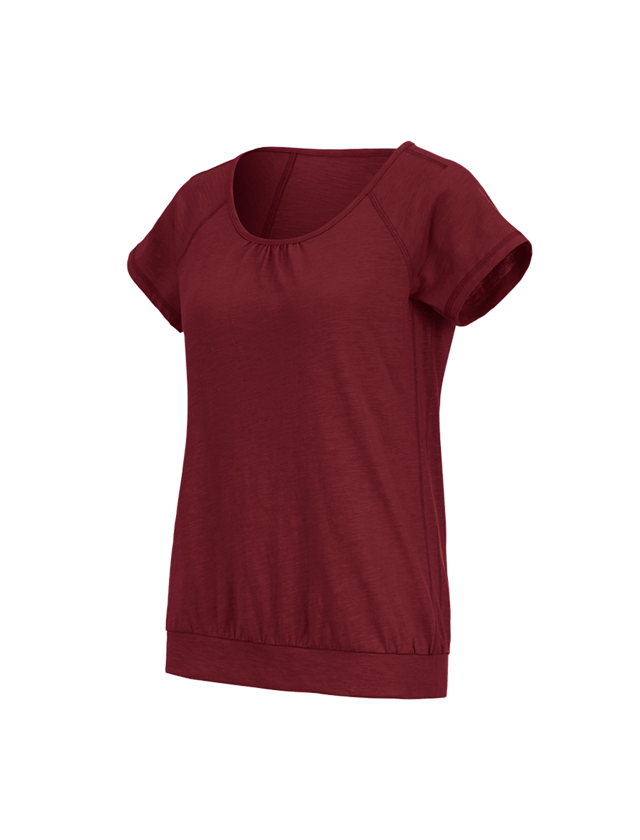 Bovenkleding: e.s. T-Shirt cotton slub, dames + robijn