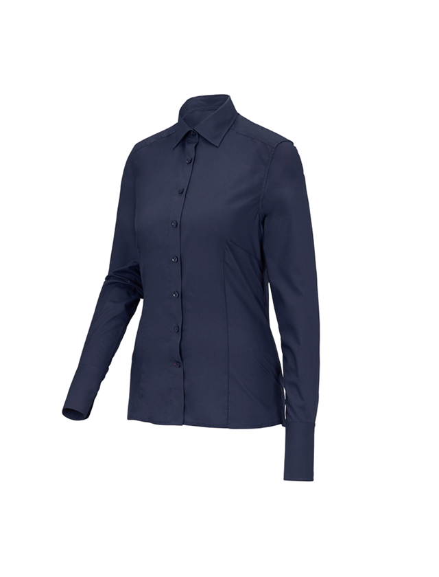 Thèmes: Chemisier business e.s.comfort, à manches longues + bleu foncé