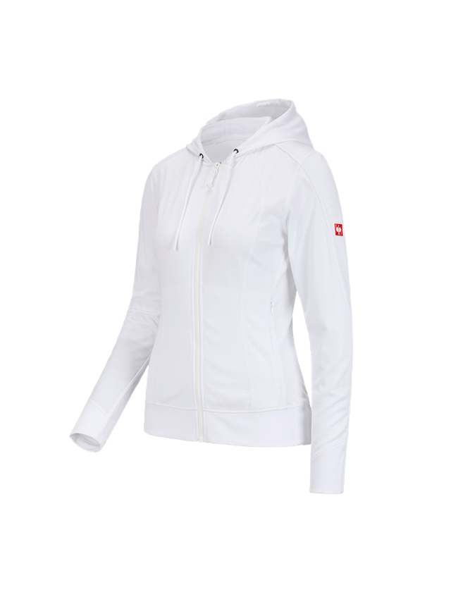 Vestes de travail: e.s. Veste à capuche fonctionnel stripe, femmes + blanc 2
