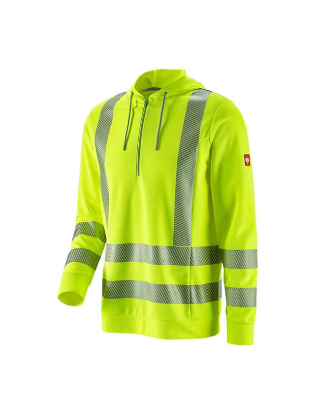 Shirts & Co.: e.s. Warnschutz Funktions Hoody-Longsleeve UV + warngelb