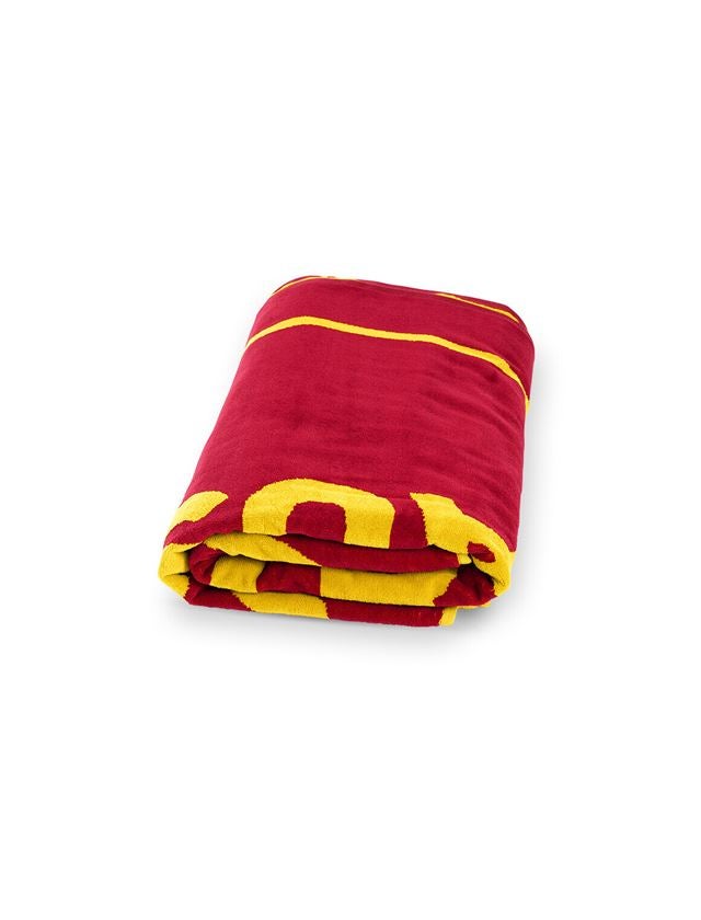 Accessoires: e.s. Sauna- en strandlaken + opaalrood/chroomgeel