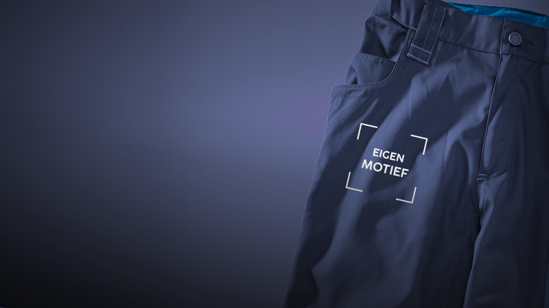 Werkbroek e.s.motion 2020 met print- en borduurselbewerking