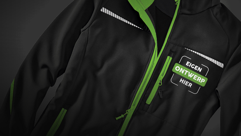 Werkjack e.s.motion 2020 met print- en borduurselbewerking