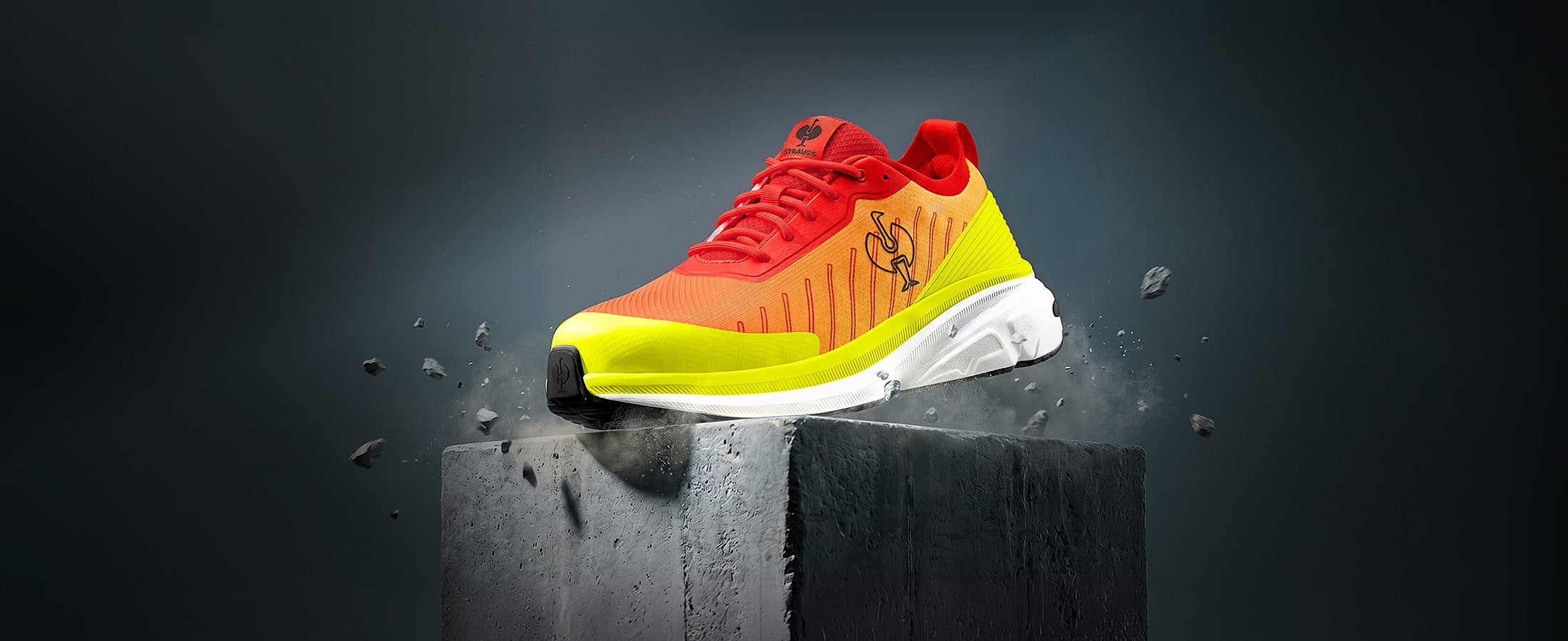 Chaussures de sécurité S1 Strauss.1003 low en jaune de signalisation/rouge solar