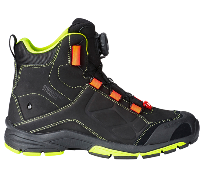 Vue principale, Chaussures de travail, e.s. O2 Chaussures professionnes Tethys mid, noir/orange fluo/jaune fluo
