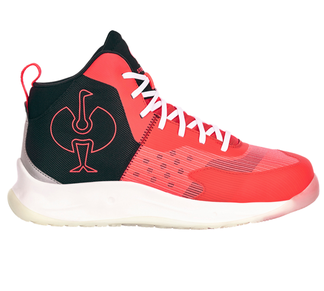 Vue principale, Chaussures, S1PS Chaussures basses de séc. e.s. Marseille mid, rouge fluo/noir