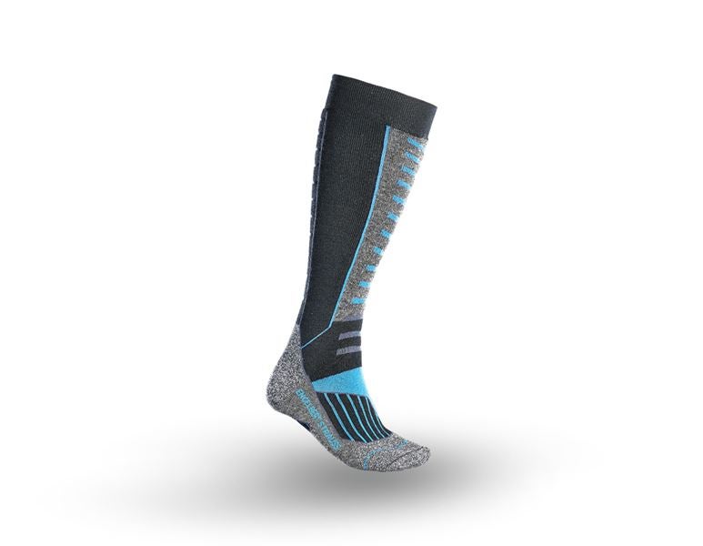 Vue principale, Femmes, e.s. Chaussettes function x-warm/x-high, noir/aluminium/bleu royal