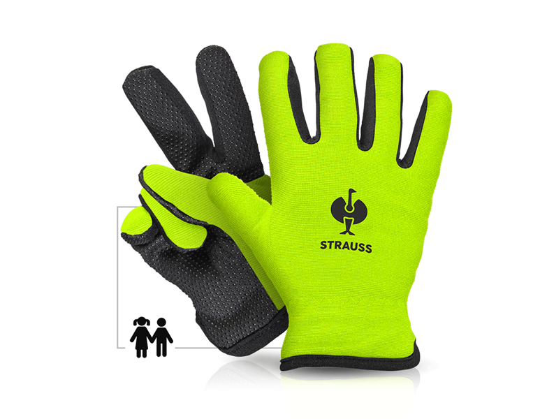 Vue principale, Enfants, e.s. Gants d'hiver pour enfants Fleece Comfort, jaune fluo/noir