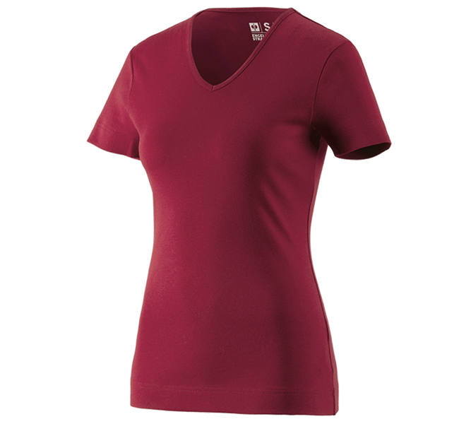 Hauptansicht, Damen, e.s. T-Shirt cotton V-Neck, Damen, bordeaux