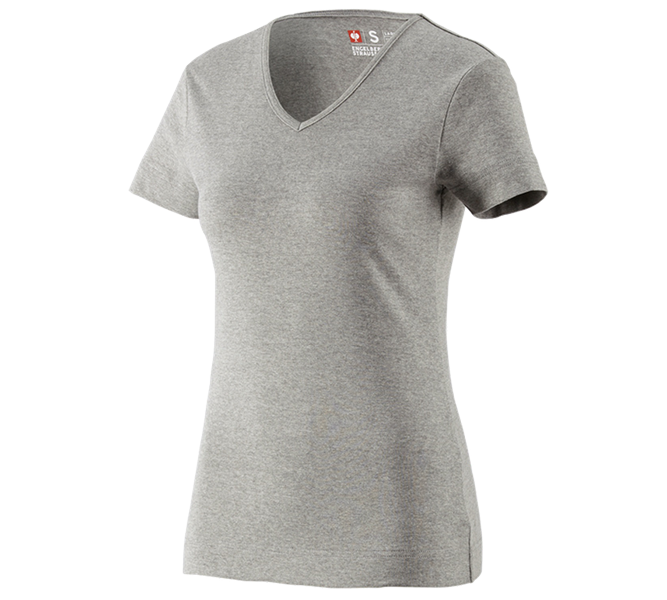Hauptansicht, T-Shirts, e.s. T-Shirt cotton V-Neck, Damen, graumeliert