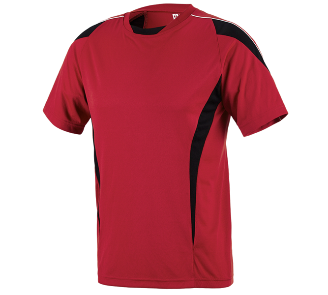 Vue principale, T-Shirts, e.s. T-shirt fonctionnel poly Silverfresh, rouge/noir