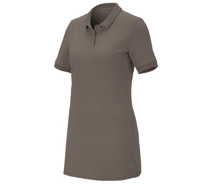 Hauptansicht, Damen, e.s. Piqué-Polo cotton stretch, Damen, long fit, stein