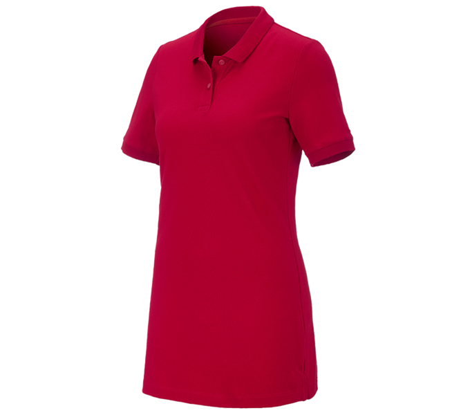 Hauptansicht, Gastro, e.s. Piqué-Polo cotton stretch, Damen, long fit, feuerrot