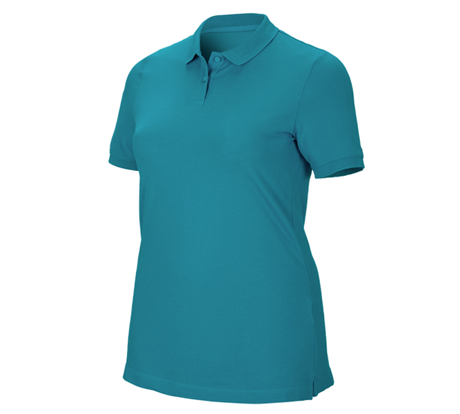 Vue principale, Vêtements, e.s. Pique-Polo cotton stretch, femmes, plus fit, océan