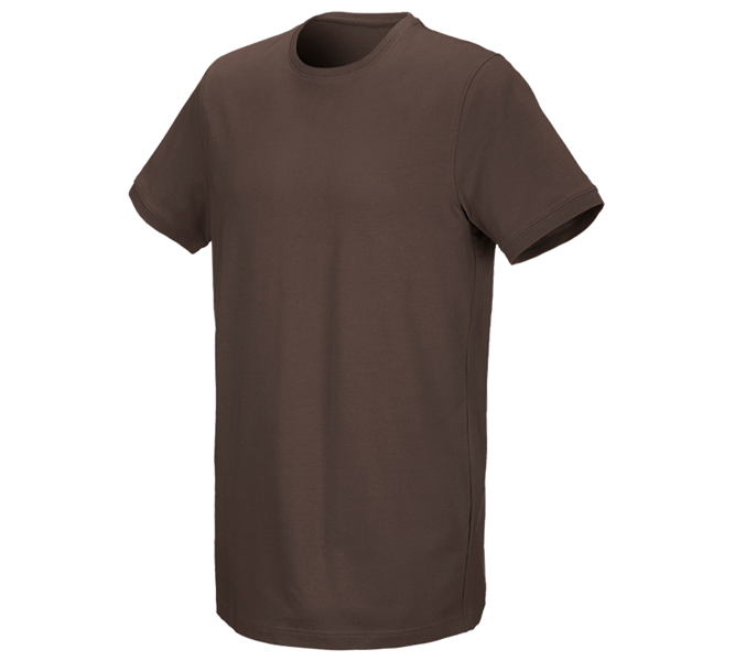 Vue principale, Menuisiers, e.s. T-Shirt cotton stretch, long fit, marron