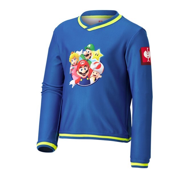 Vue principale, SUPER MARIO X STRAUSS, Super Mario fonctionnel Longsleeve, enfants, bleu gentiane