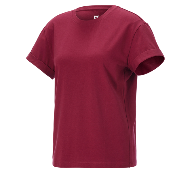 Hauptansicht, T-Shirts, e.s. T-Shirt cotton stretch rolled sleeve, Damen, bordeaux