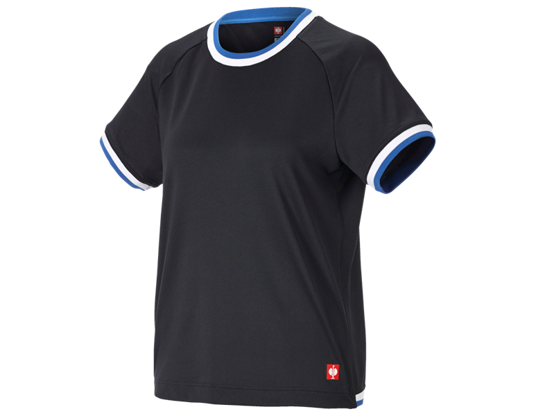 Vue principale, Aperçu des collections e.s., T-shirt fonctionnel e.s.ambition, femmes, graphite/bleu gentiane