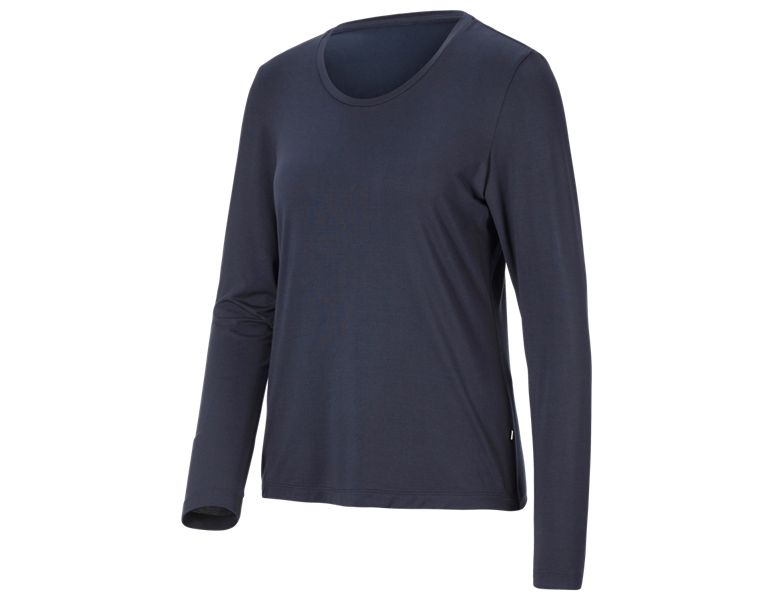 Vue principale, T-shirts à manches longues, Modal-Longsleeve e.s.avida, femmes, bleu foncé