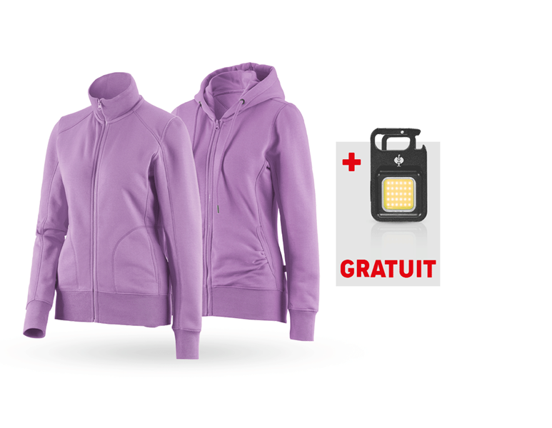 Vue principale, Sweats | Hoodies, KIT : Veste sweat+Hoody sweat zippé poly cotton,f., lavande