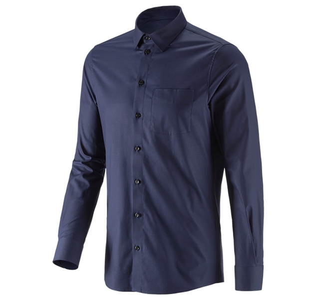 Vue principale, Chemises, e.s. Chemise de travail cotton stretch, slim fit, bleu foncé