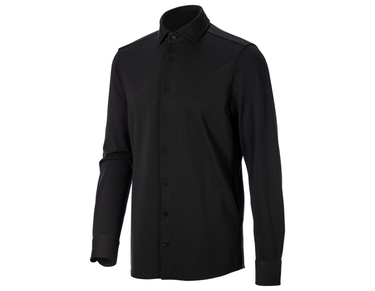 Vue principale, Basics, e.s. Chemise Piqué-Business, noir