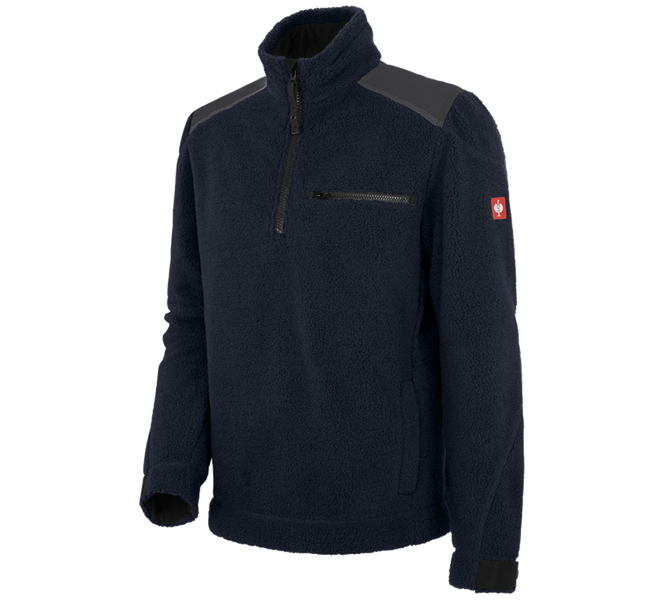 Vue principale, e.s.roughtough, Pull en fibres polaires e.s.roughtough, bleu nuit