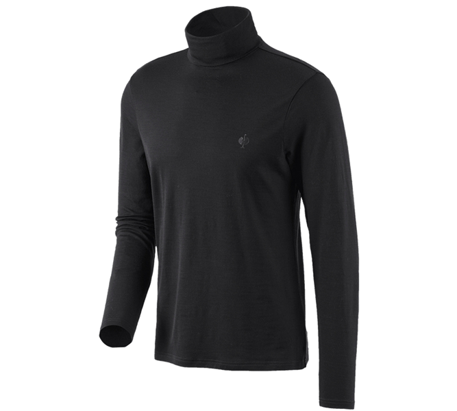 Hauptansicht, e.s.trail, Rollkragenshirt Merino e.s.trail, schwarz